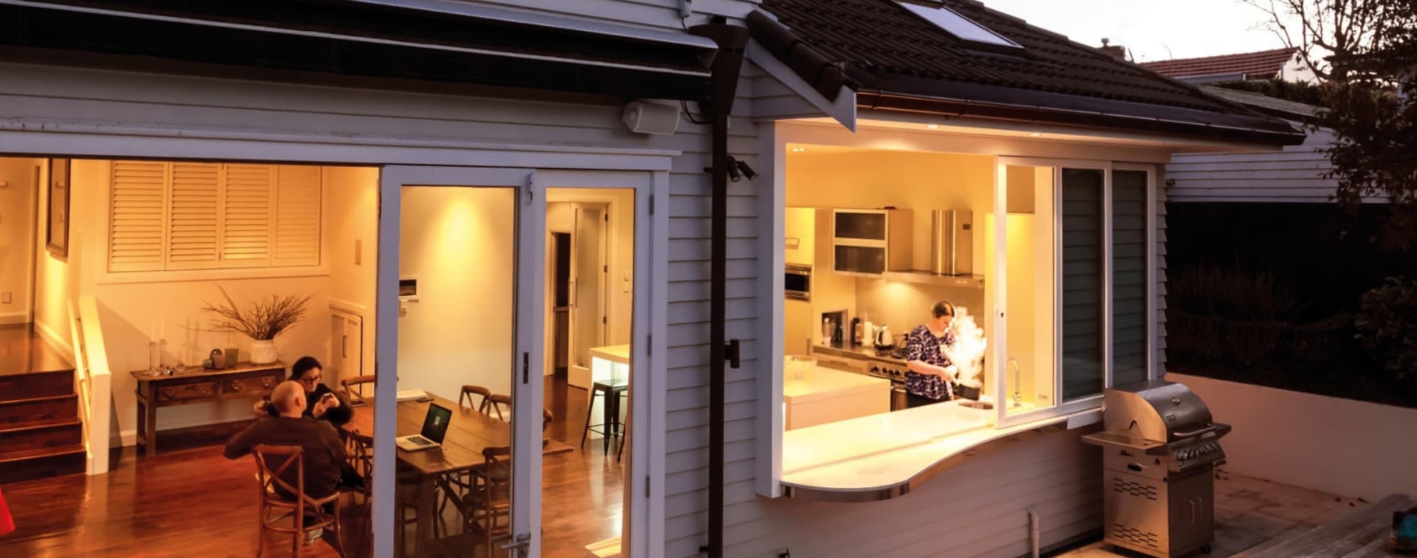 Home with lights on