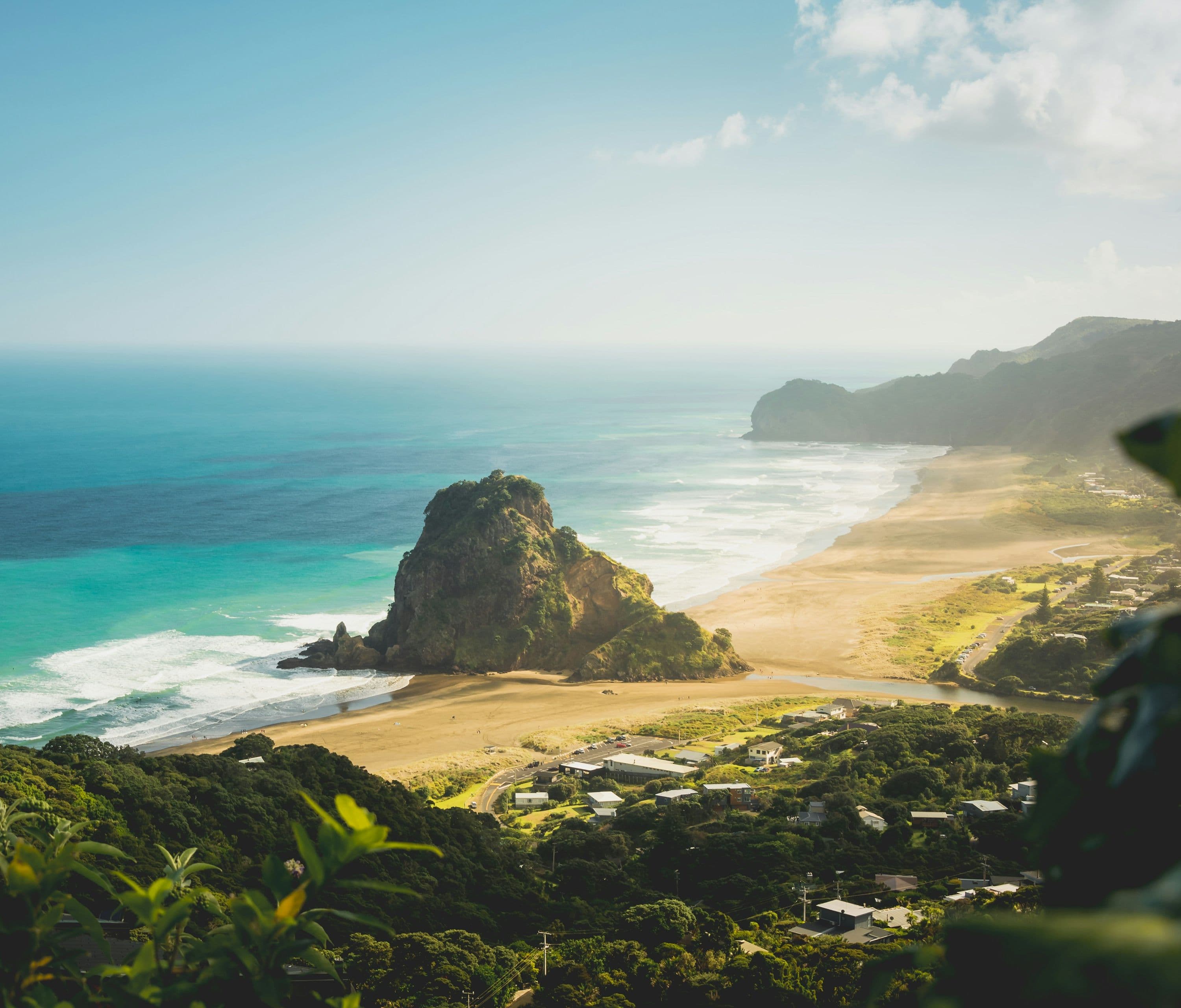 view of Piha beach